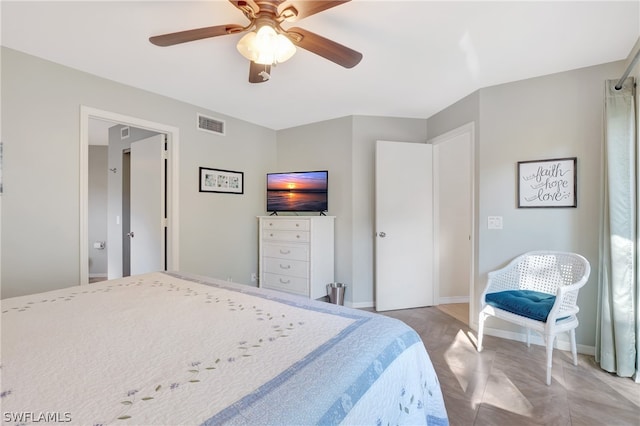 bedroom featuring ceiling fan