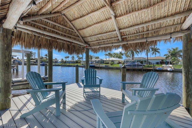 view of dock featuring a water view