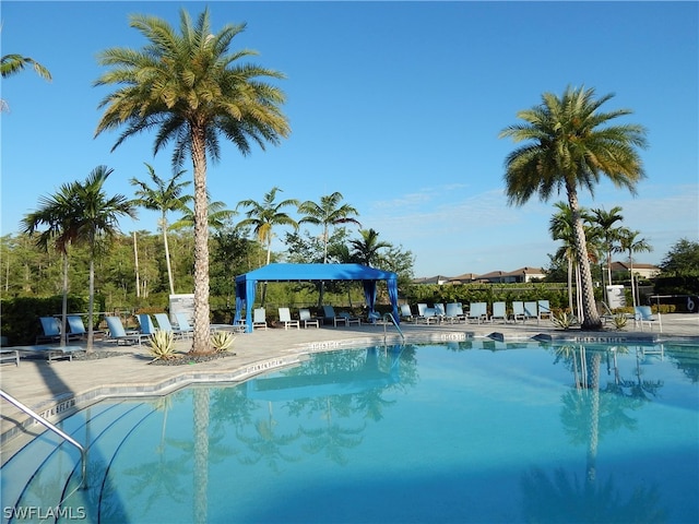 view of pool featuring a patio area