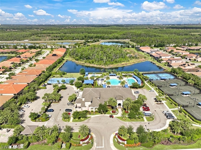 bird's eye view featuring a water view