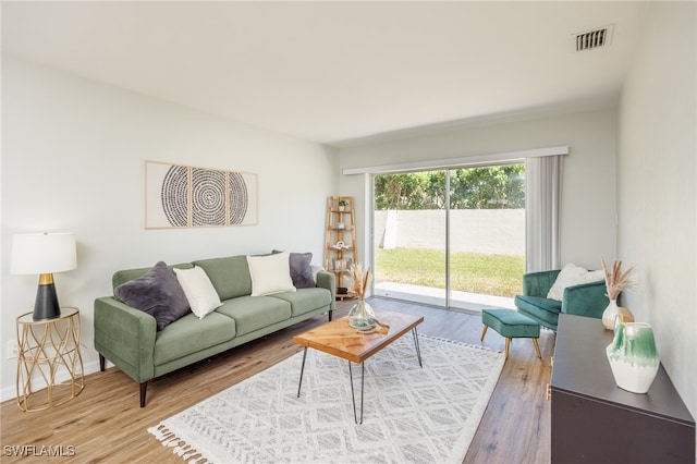 living room with hardwood / wood-style floors