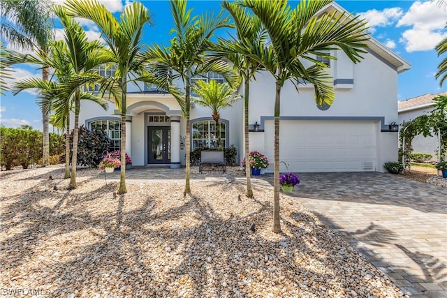 view of front of house with a garage