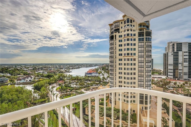 balcony with a water view