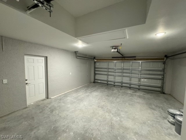 garage with a garage door opener