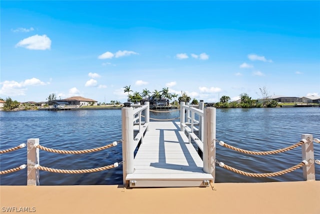 view of dock featuring a water view