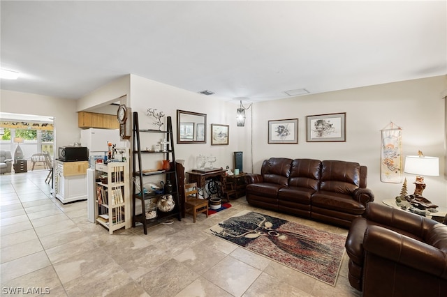 view of tiled living room