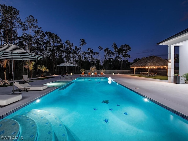 view of pool with a gazebo and a patio