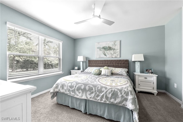 bedroom featuring carpet flooring and ceiling fan