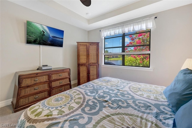 bedroom featuring carpet and ceiling fan