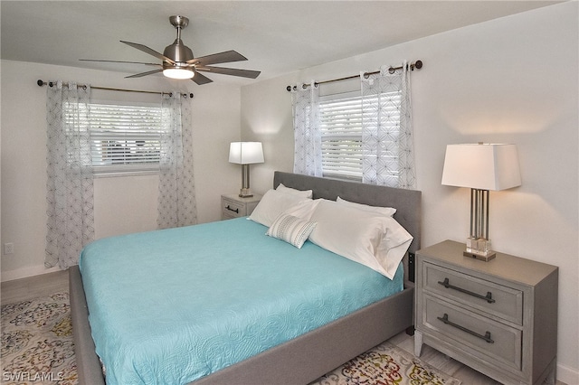 bedroom featuring ceiling fan