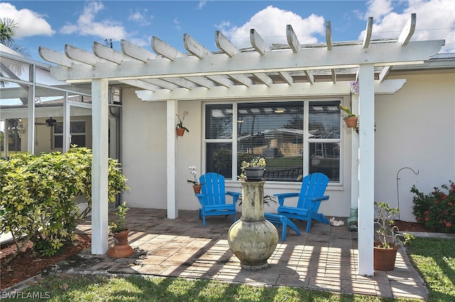 view of patio / terrace featuring a pergola