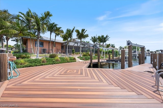 view of dock featuring a water view