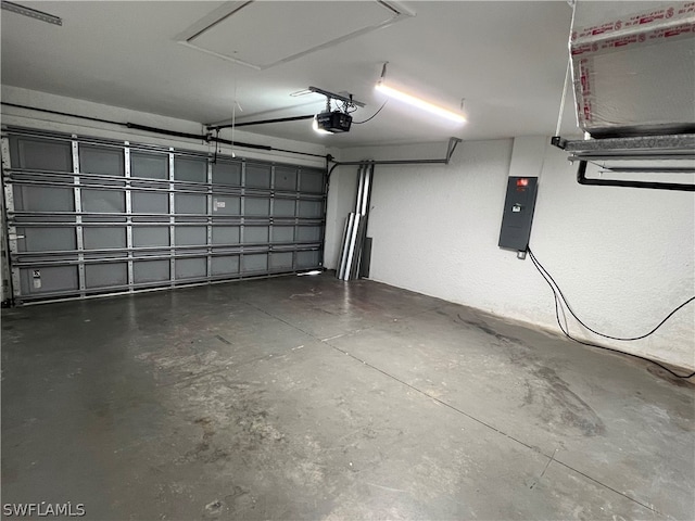 garage with a garage door opener