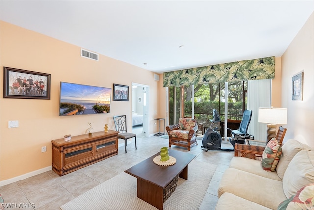 view of tiled living room