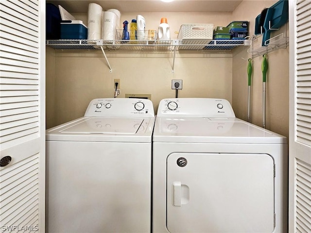 laundry area featuring washer and dryer