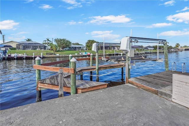 view of dock featuring a water view