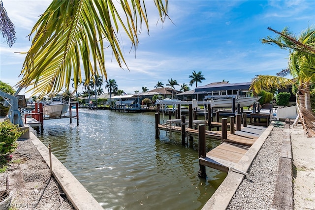 dock area featuring a water view