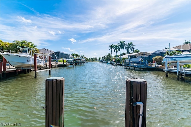 view of dock featuring a water view