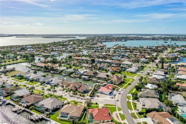 bird's eye view featuring a water view