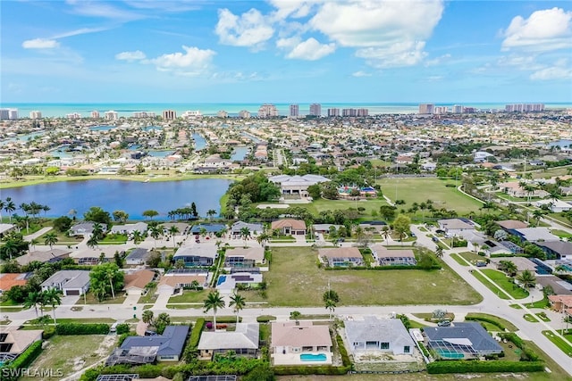 bird's eye view featuring a water view