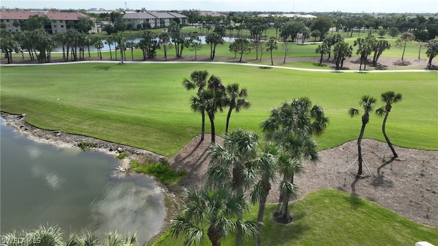 view of nearby features featuring a yard and a water view