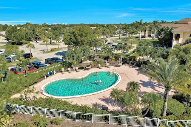 view of swimming pool featuring a patio