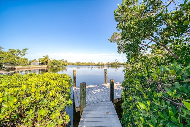 view of dock featuring a water view