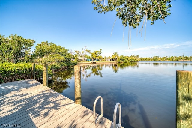 view of dock featuring a water view