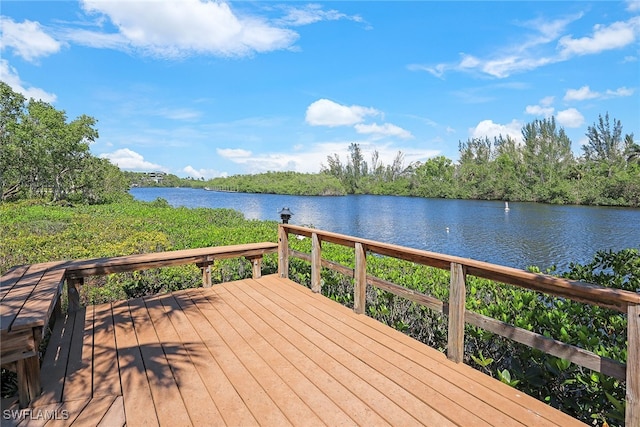 deck with a water view