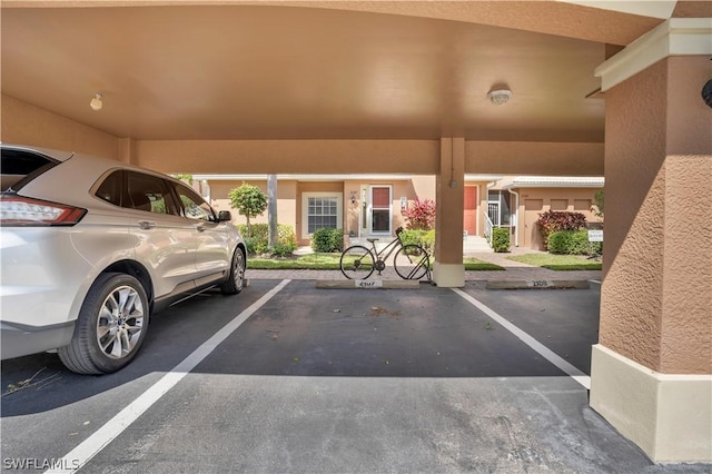 view of covered parking lot