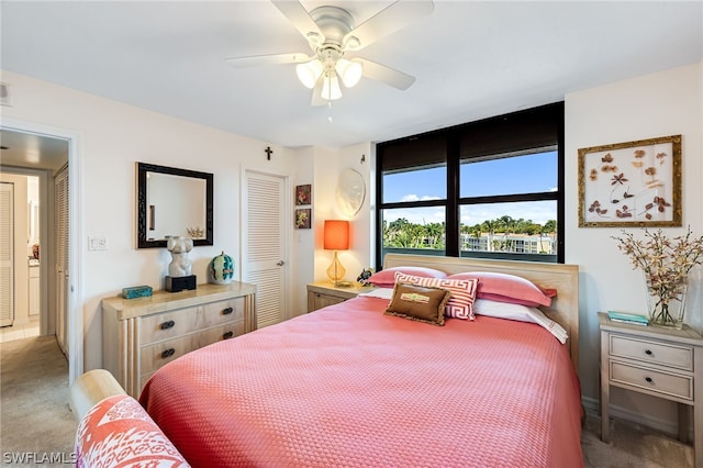 bedroom with carpet and ceiling fan