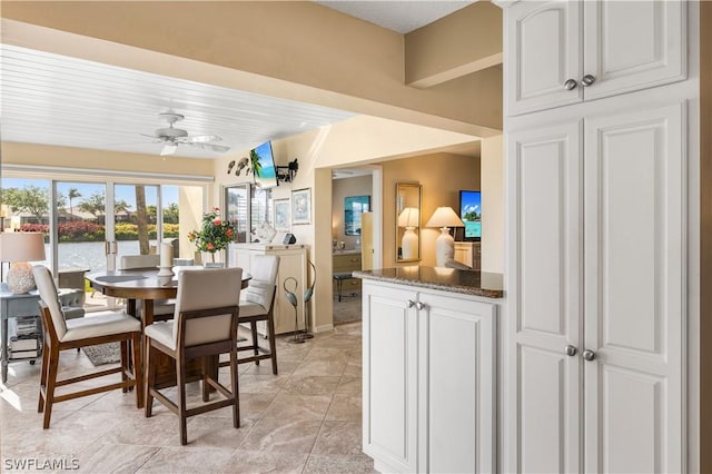 dining area with ceiling fan