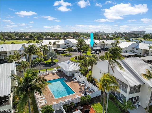 bird's eye view with a residential view