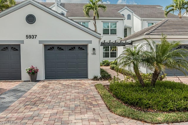 view of front of house with a garage