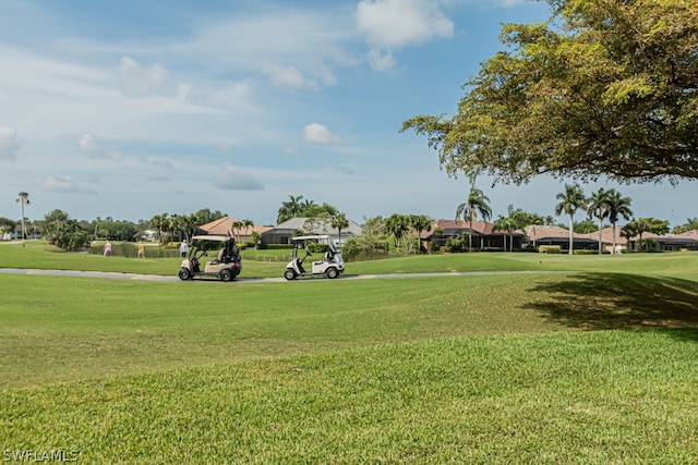 view of property's community with a yard