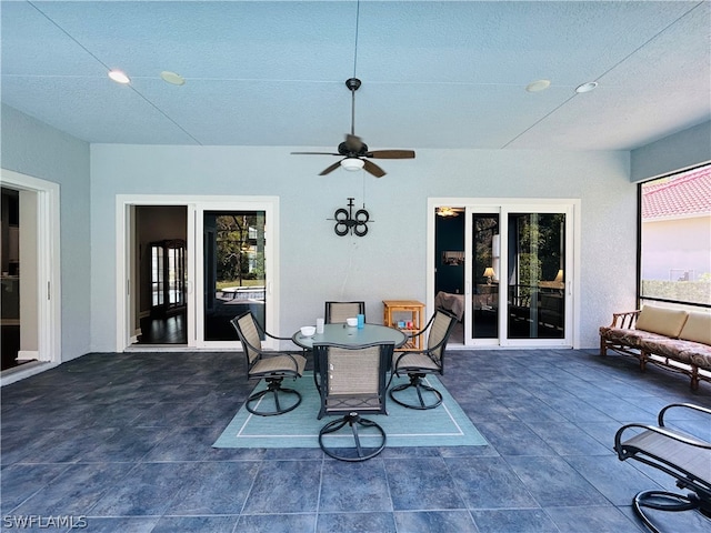 view of patio with ceiling fan