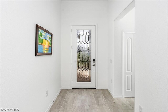 entryway with light wood-type flooring