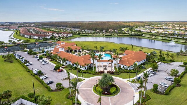 bird's eye view featuring a water view