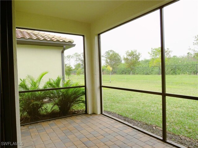 view of unfurnished sunroom