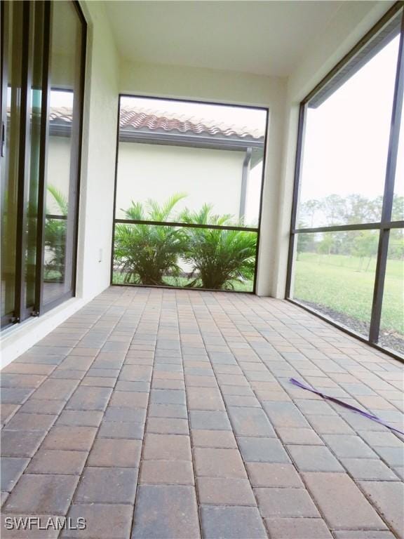 view of unfurnished sunroom