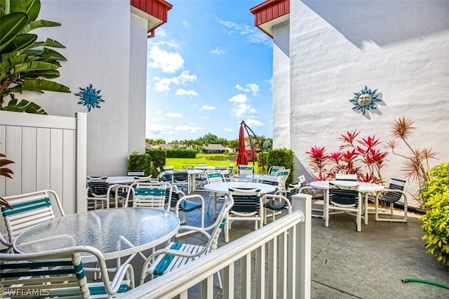 balcony with a patio area