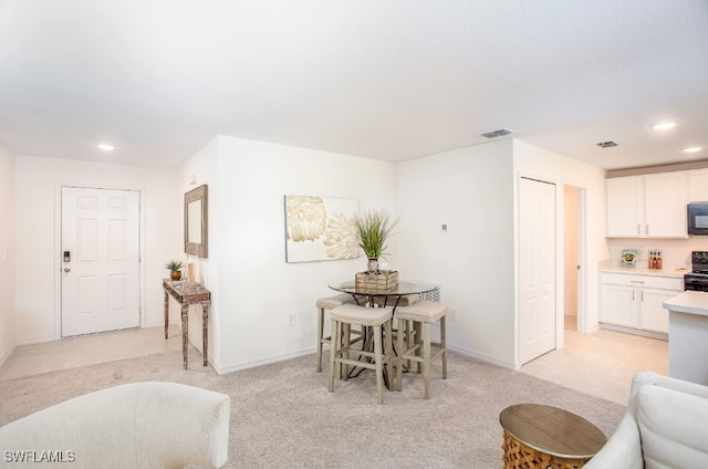 view of carpeted dining room