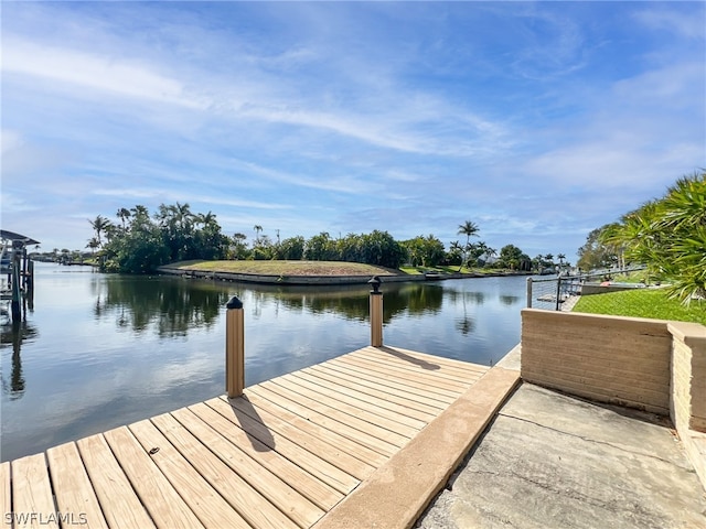 dock area featuring a water view