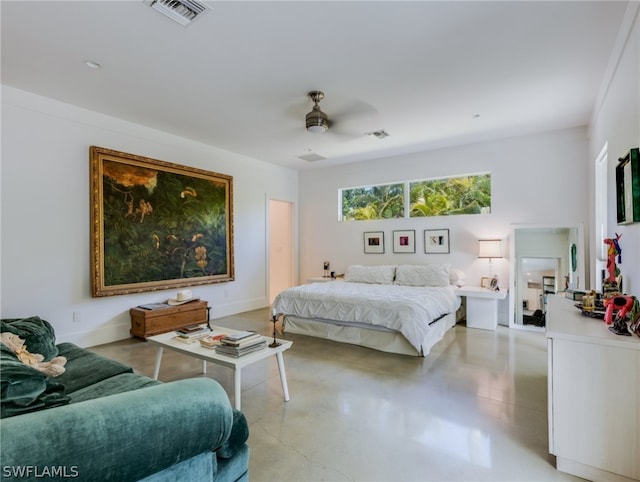 bedroom featuring ceiling fan