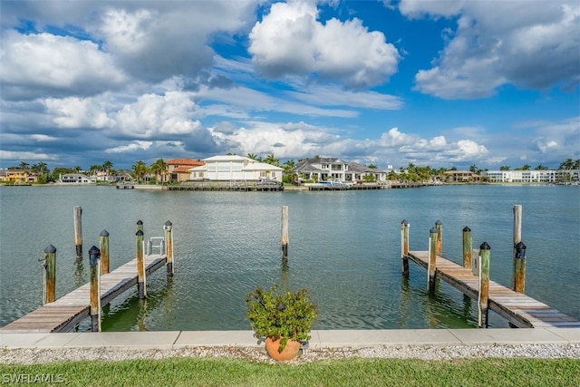 view of dock featuring a water view