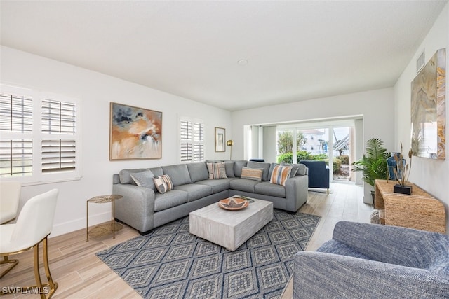 living room with wood-type flooring