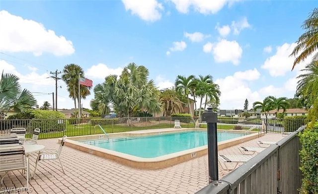 view of pool featuring a patio