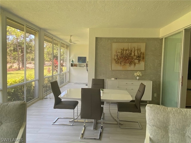 sunroom with ceiling fan