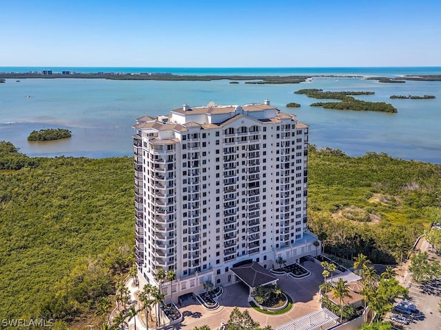 bird's eye view featuring a water view