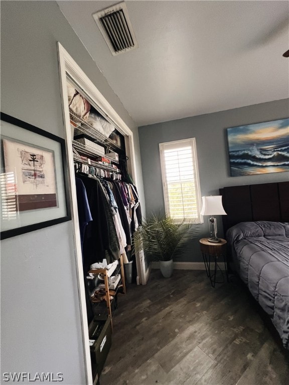 interior space with dark hardwood / wood-style flooring